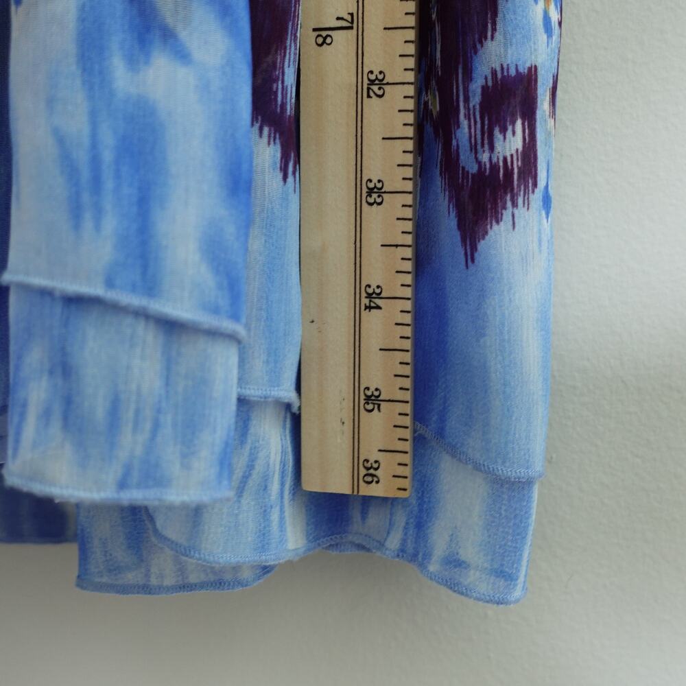 Guess Blue Multicolor Short Mini Boho Flutter Sleeve Blouson Dress Size Large - Picture 8 of 9
